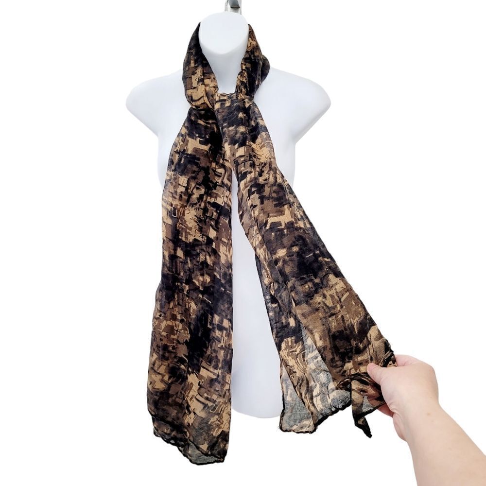2/$20 Y2K Rectangular Black Pattern Scarf - Picture 2 of 6